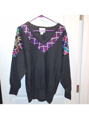 SML Sport Black Ramie Cotton Sweater Women's Medium
